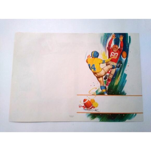 7 Up Soda Football Vintage 1950's Book Cover UNUSED Sports Poster Art 2 Sides - Picture 7 of 7